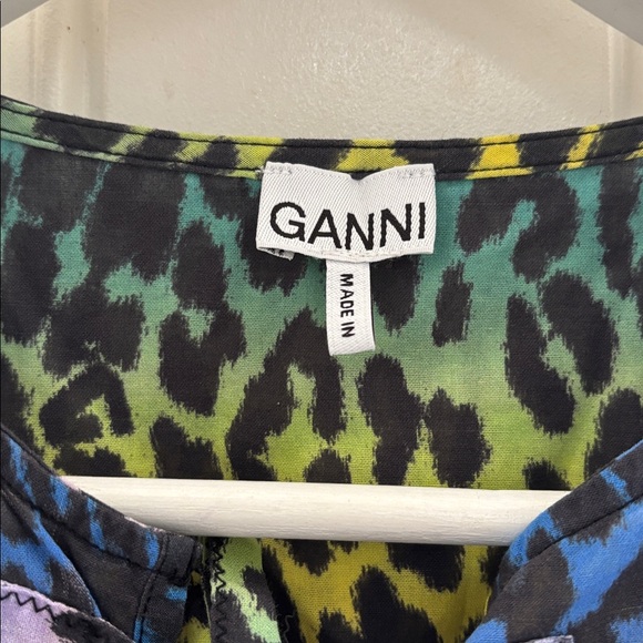 Ganni Tie Front Leopard Print Blouse Size 38 - Picture 4 of 10
